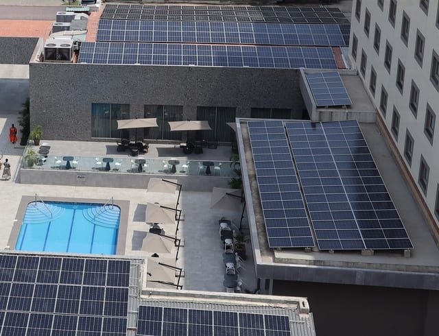 Cobertura comercial com módulos vista de cima